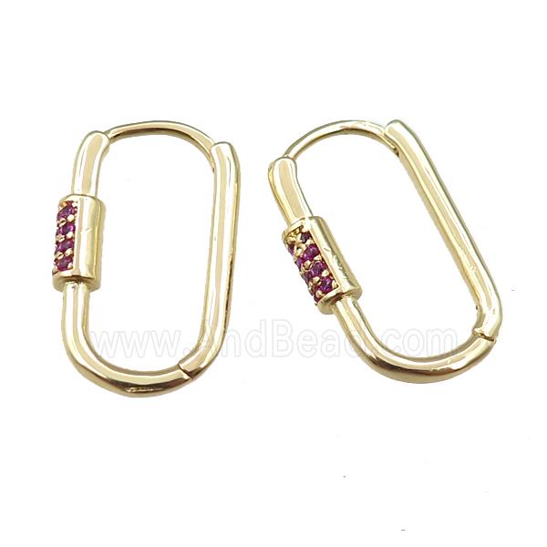 copper Latchback Earring pave zircon, gold plated