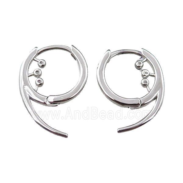 copper Latchback Earring pave zircon, platinum plated