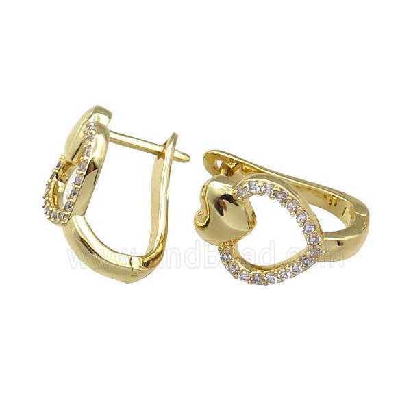 copper Leaveback Earring pave zircon, gold plated