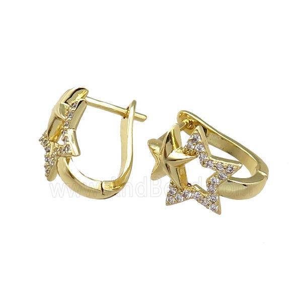 copper Leaveback Earring pave zircon, gold plated