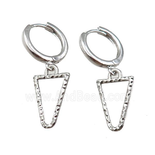 copper Hoop Earring, triangle, platinum plated