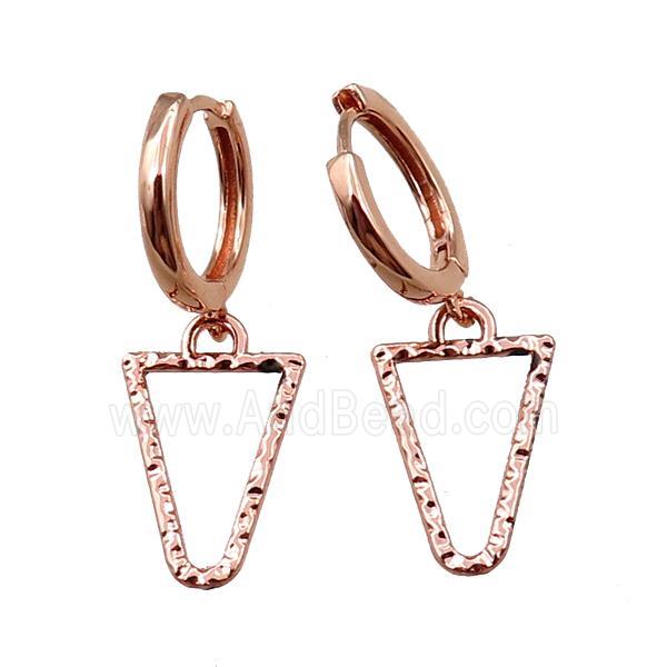 copper Hoop Earring, triangle, rose gold