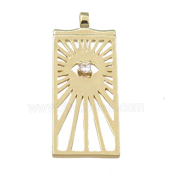 copper rectangle pendant with eye, gold plated
