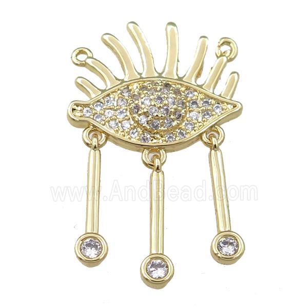 copper eye pendant paved zircon, gold plated