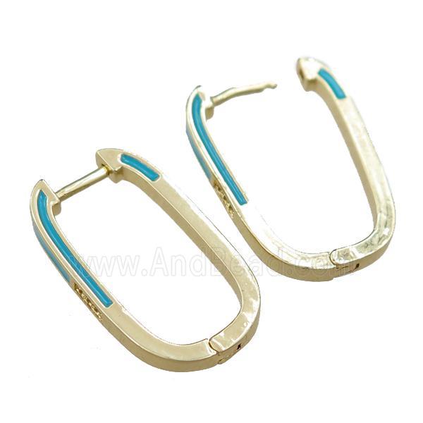 copper Latchback Earrings with enameled, gold plated