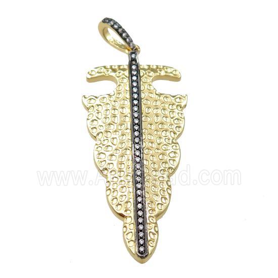 copper pendant pave zircon, gold plated