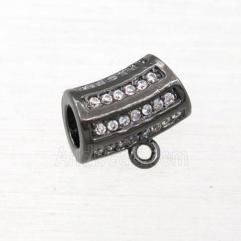 copper hanger bail paved zircon, black plated