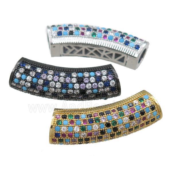 copper tube beads pave zircon, mixed