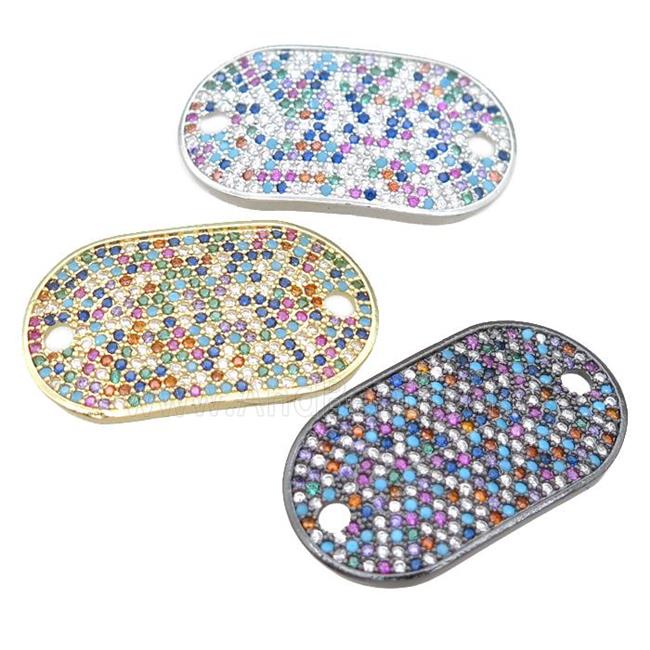 copper oval connector pave zircon, mixed