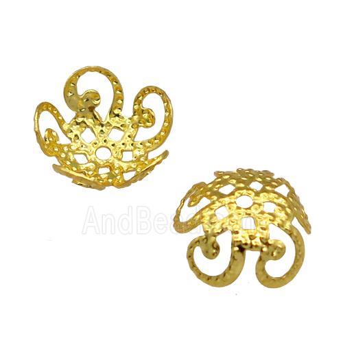 copper beadcaps, unfaded, gold plated