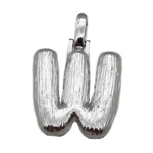 copper W-letter pendant, brushed, platinum plated
