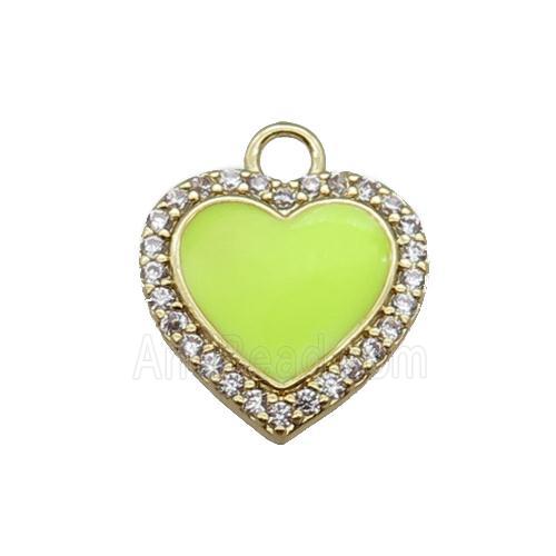 copper heart pendant pave zircon, yellow enameled, gold plated