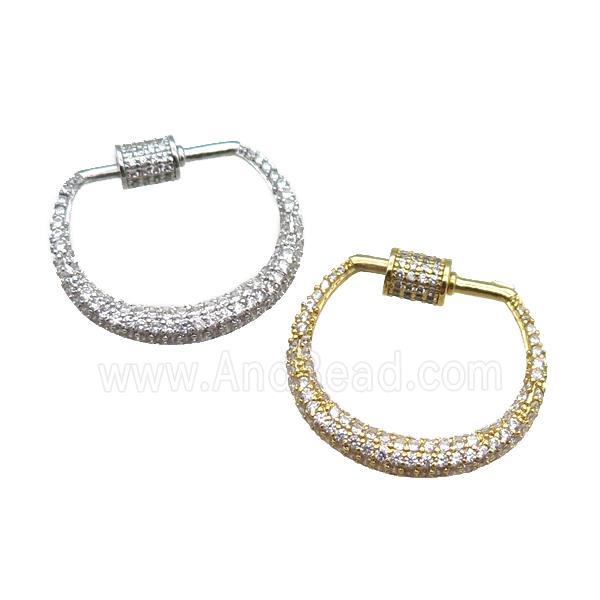 copper carabiner clasp paved zircon, mixed