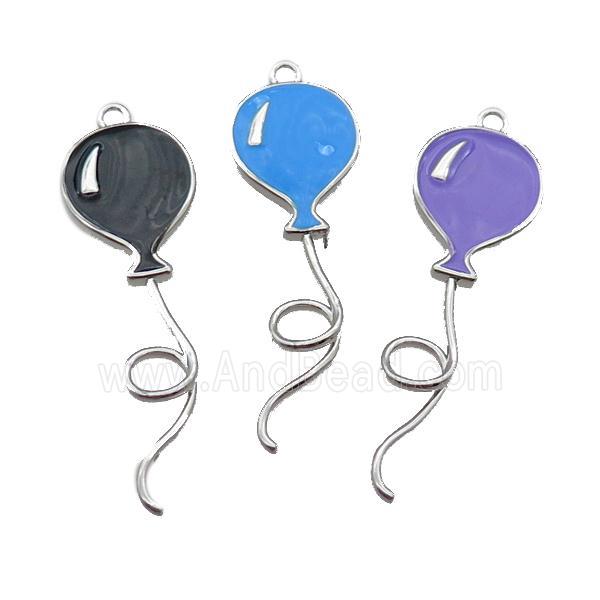 copper ballon pendant, enameled, mixed, platinum plated