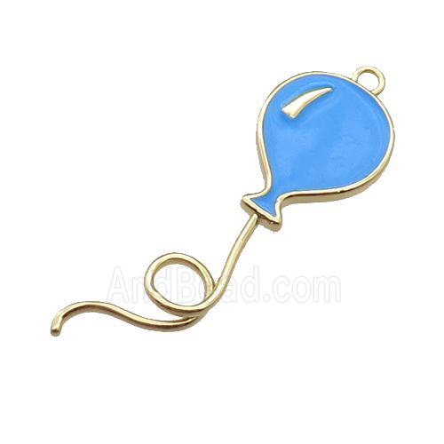 copper ballon pendant, blue enameled, gold plated