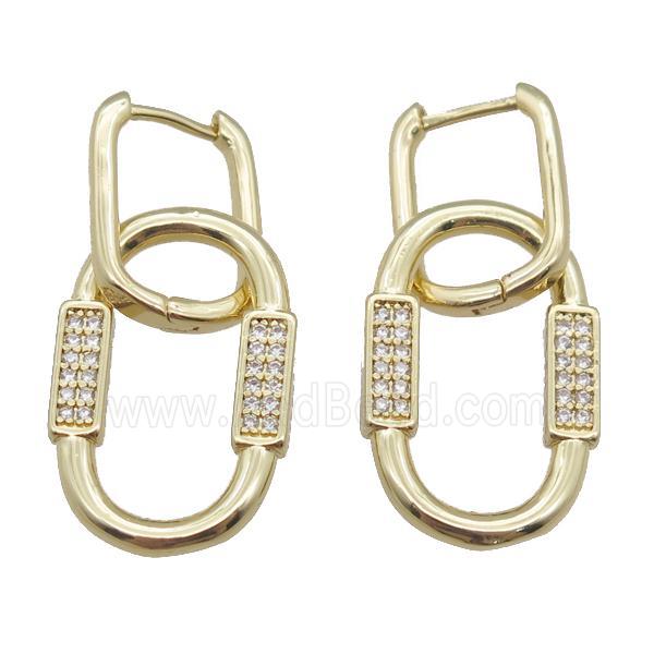 copper Latchback Earrings pave zircon, gold plated