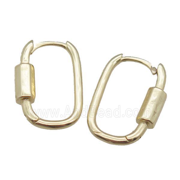 copper Latchback Earrings, gold plated