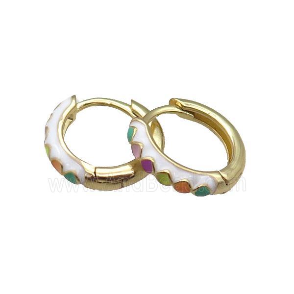 copper Hoop Earrings with enameled, gold plated