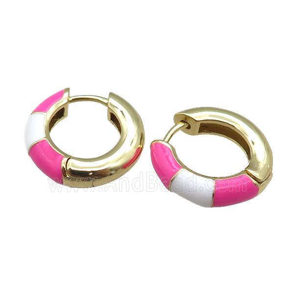 copper Hoop Earrings with enameled, gold plated