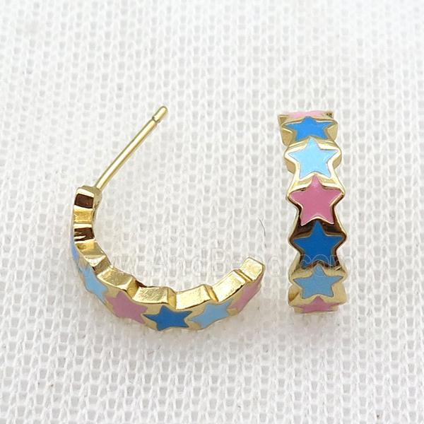 copper Stud Earrings with enameled, gold plated