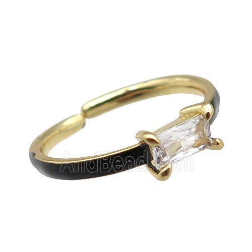 copper Rings, black enameled, adjustable, gold plated