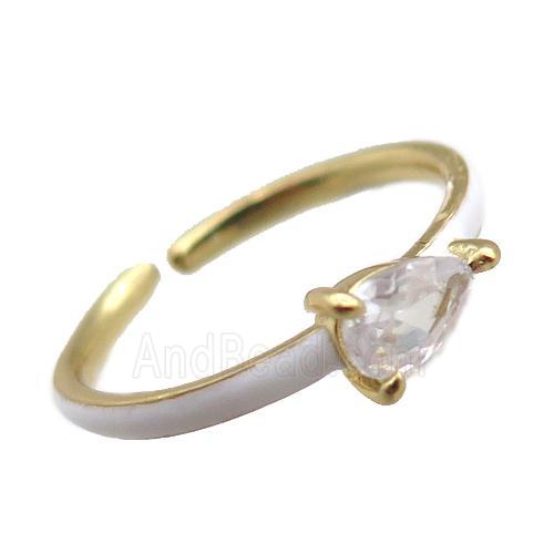 copper Rings, white enameled, adjustable, gold plated