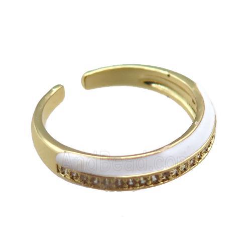 whtie Enameling copper ring pave zircon, gold plated