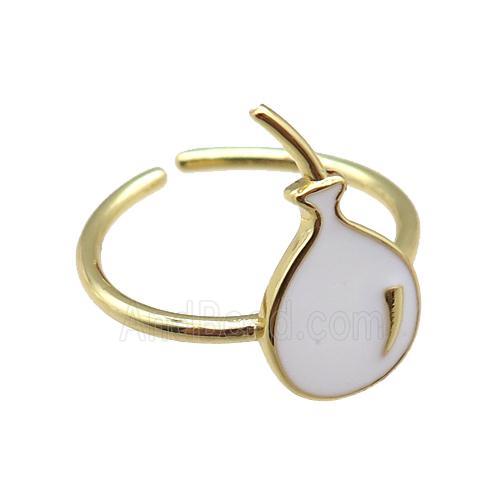 copper rings with white enameling ballon, gold plated