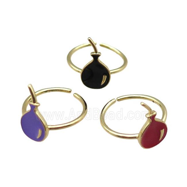 mix copper rings with enameling ballon, adjustable, gold plated