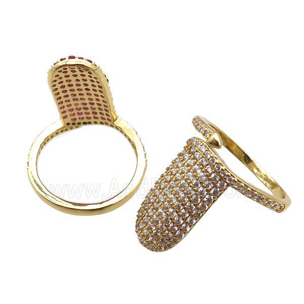adjustable copper ring pave zircon, gold plated