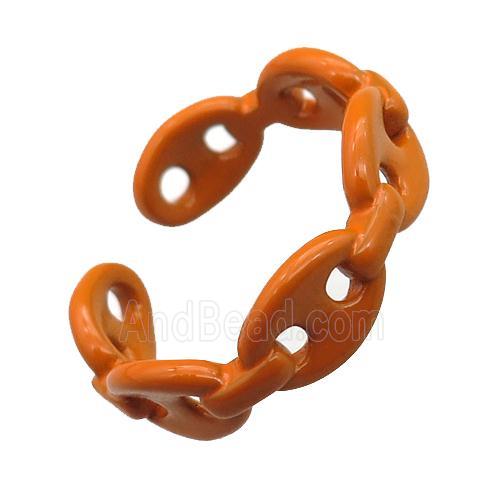 copper rings with orange lacquered, pignose