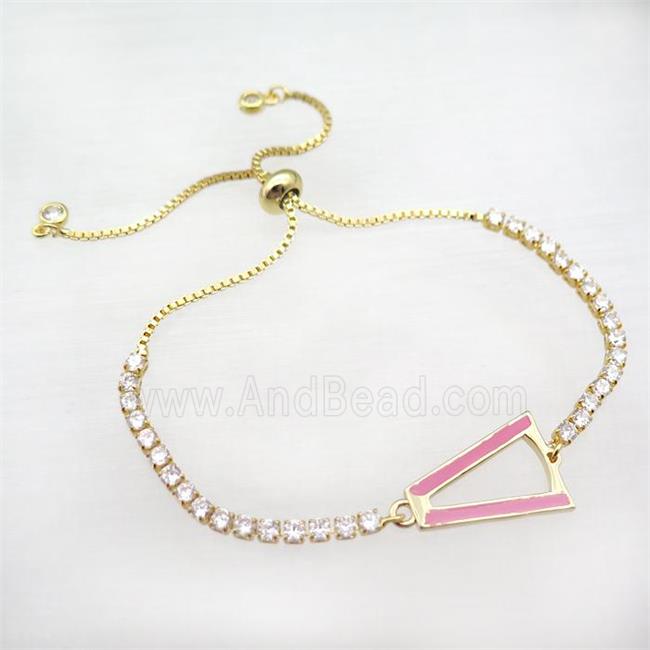 copper bracelet pave zircon, adjustable, gold plated