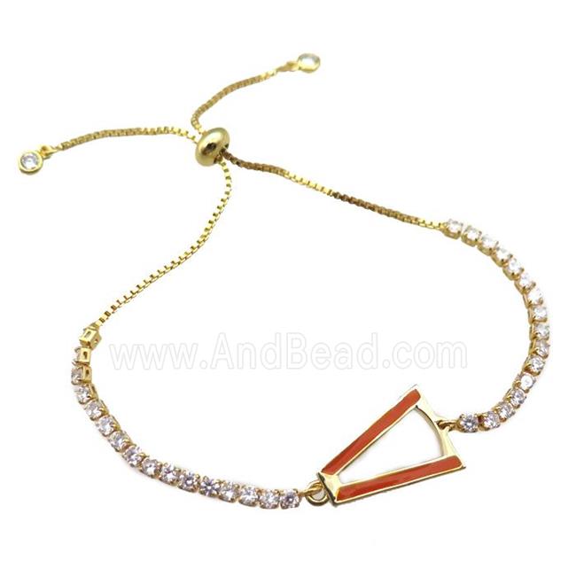 copper bracelet pave zircon, adjustable, gold plated