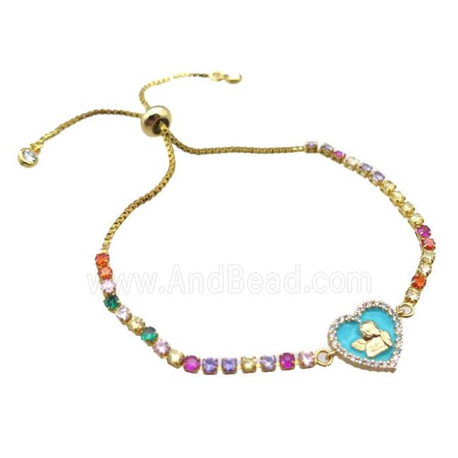 copper bracelet pave zircon, adjustable, gold plated