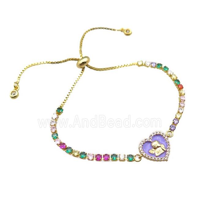 copper bracelet pave zircon, adjustable, gold plated