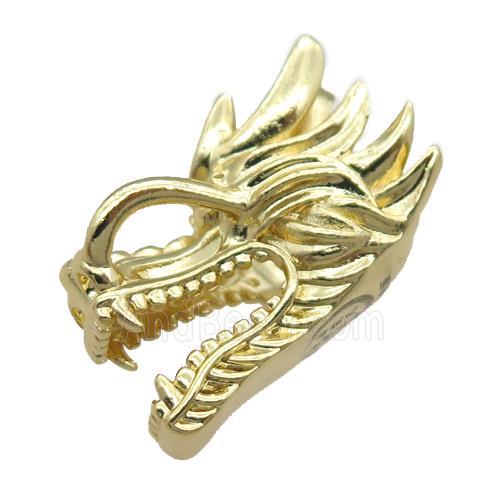 copper dragonhead charm beads, gold plated