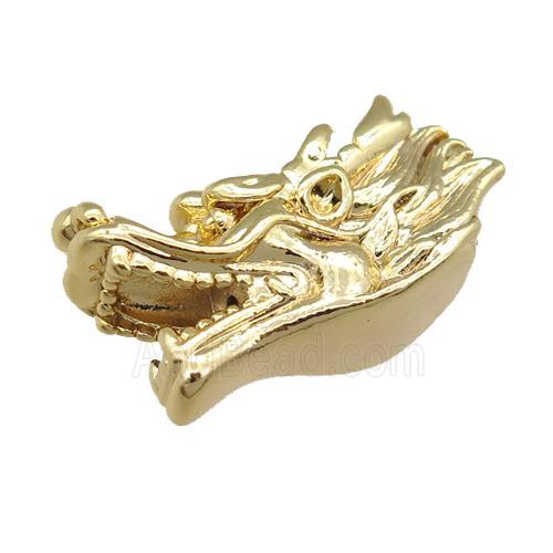 copper dragonhead charm beads, gold plated
