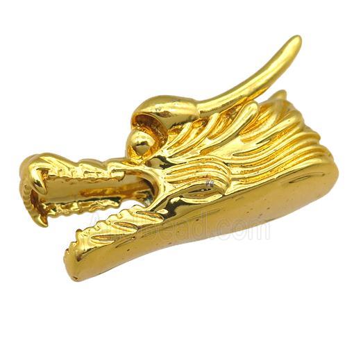 copper dragonhead charm beads, gold plated