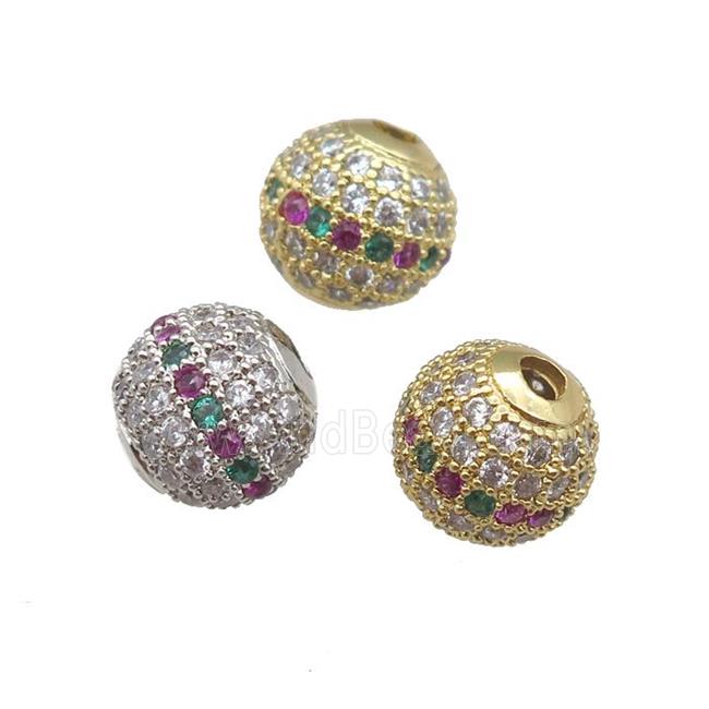 round copper beads paved zircon, mixed