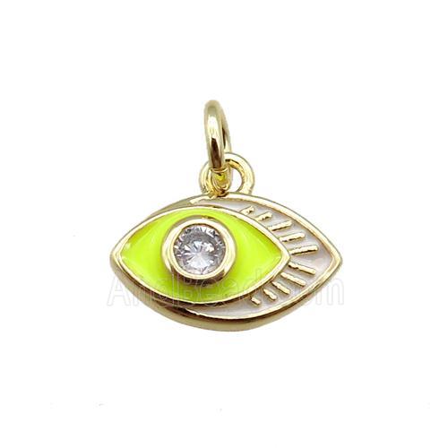 copper eye charm pendant, enameled, gold plated