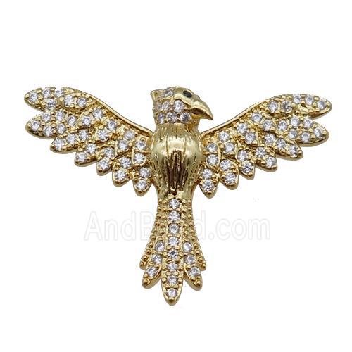 copper hawk pendant pave zircon, gold plated