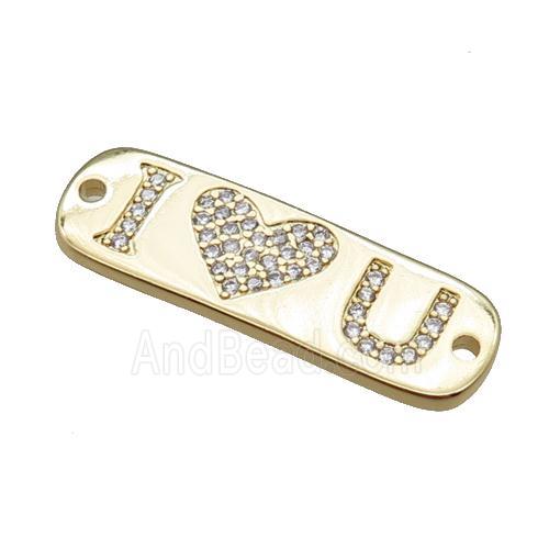 copper rectangle connector paved zircon, ILOVEU gold plated
