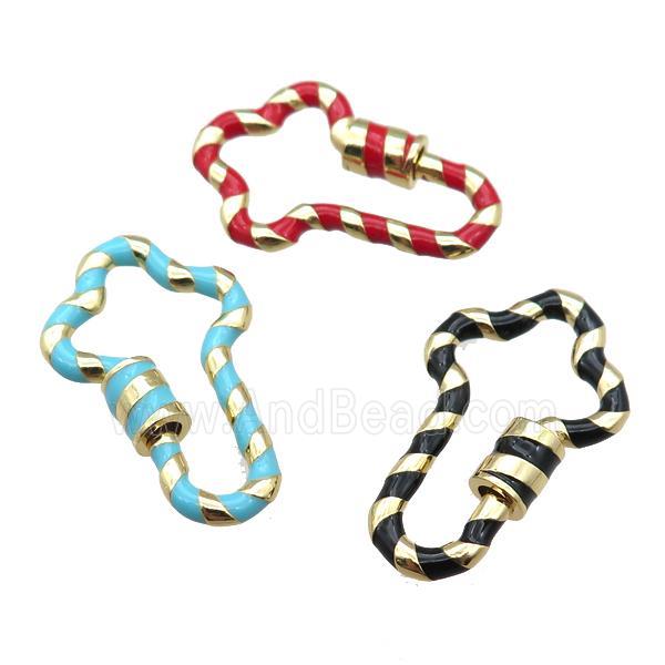 copper Carabiner Clasp with enameled, mixed, gold plated