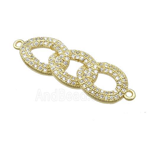 copper link connector pave zircon, gold plated