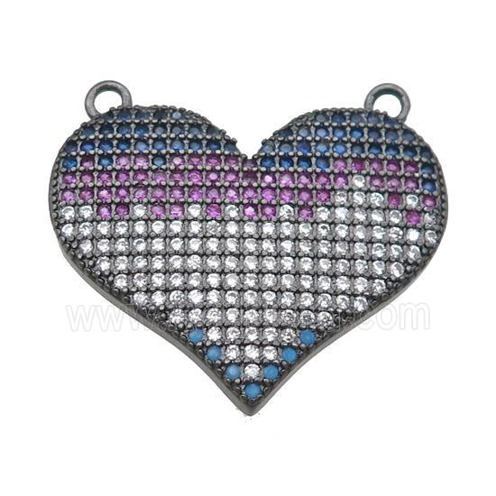 copper heart pendant pave zircon with 2loops, black plated