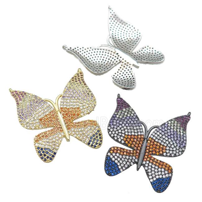 copper butterfly charm pendant pave zircon with 2loops, mixed