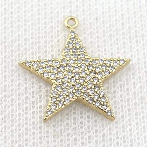 copper star pendant pave zircon, gold plated