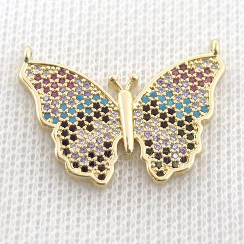 copper butterfly pendant paved zircon, gold plated
