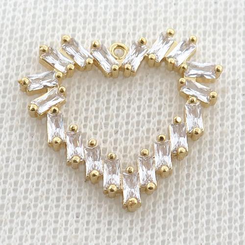 copper heart pendant pave zircon, gold plated