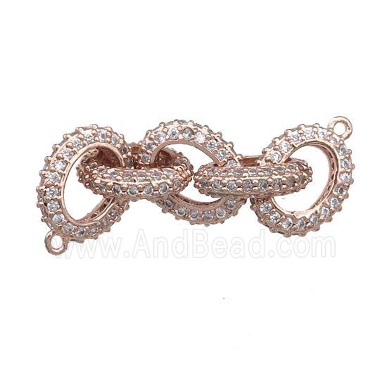 Copper Linker Connector Pave Zircon, Oval, Rose Gold